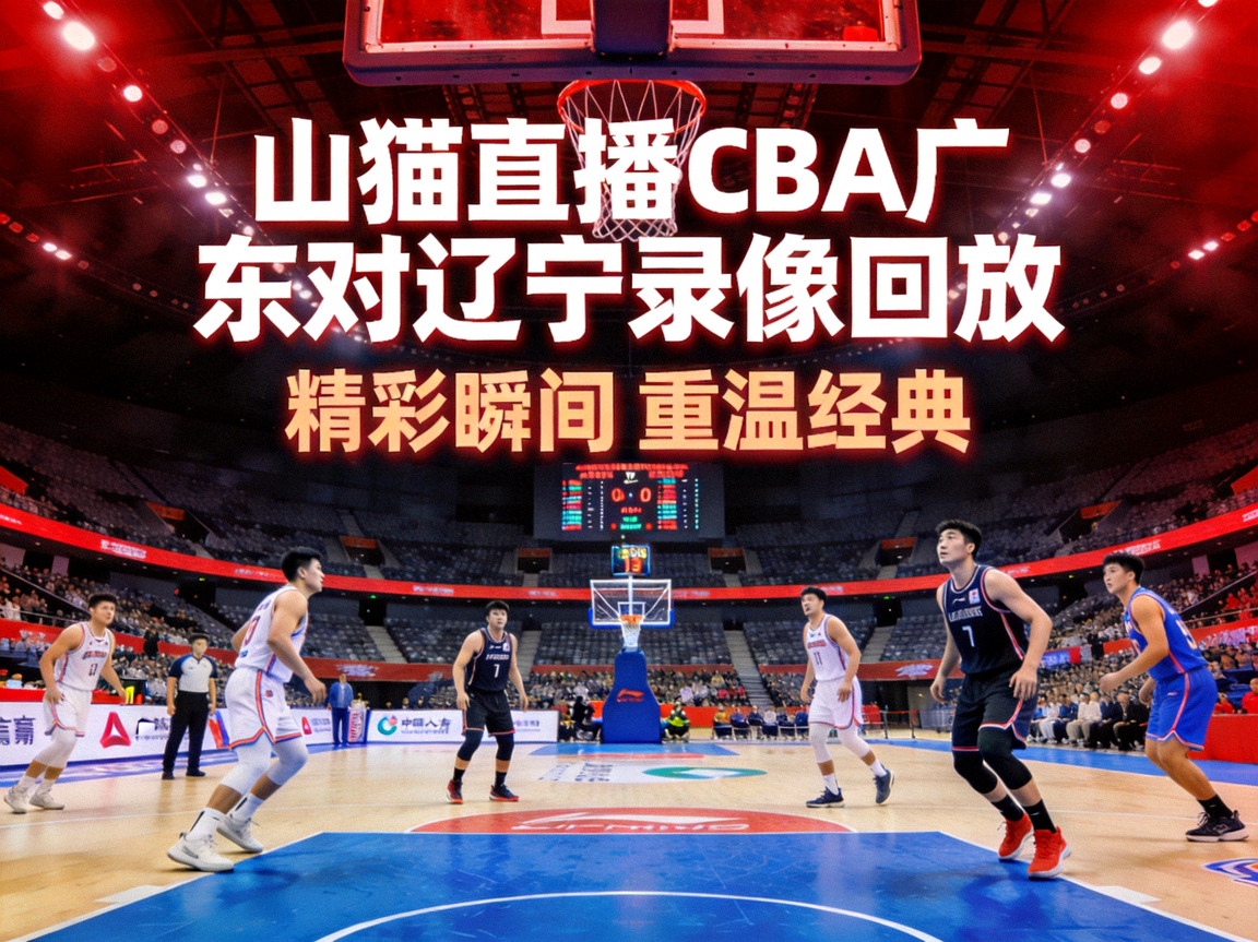 山猫直播CBA广东对辽宁录像回放封面，篮球体育馆内景